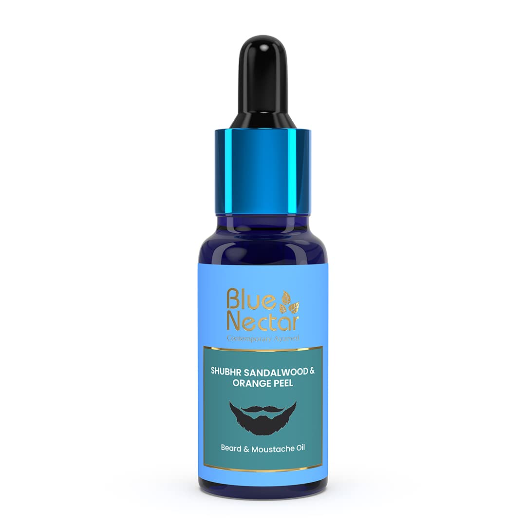 Blue Nectar Beard Oil for Men with only natural oils and Orange Peel Scent for Beard Growth and Beard Conditioner (30 ml, 9 herbs)