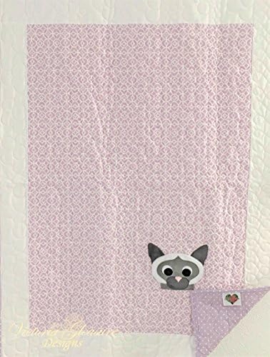 Small Purple and White Cat Applique Quilt