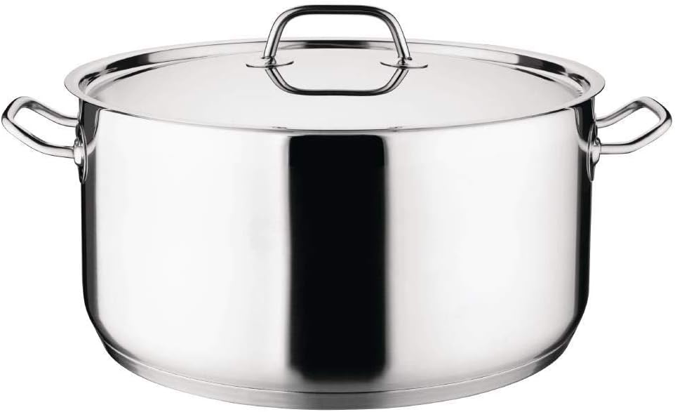 Nisbets Stainless Steel 12L Stew Pan with Lid - Dishwasher Safe