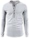 H2H Mens Casual Slim Fit Basic Henley Long Sleeve T-Shirt Heatherwhite US L/Asia XL (CMTTL085)