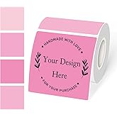 YEGAWEN Square Thermal Labels Stickers3 x3, Self-Adhesive Waterproof Square Direct Thermal Labels Stickers, Perforation Line Design- 300 Sheets/Pink Colors