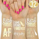 xo, Fetti 32 Bride Tribe Metallic Tattoos | Bachelorette Party Decorations, Bridesmaid Favor + Bride to Be