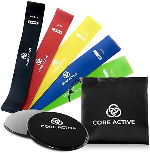 Raiden Arsenal Resistance Loops and Sliders Set with eBook - Premium Core Active 7 inch Gliding Discs (black) - 12 inch Resistance Bands (5 levels) - 80 Day Obsession Equipment
