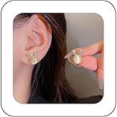 Yheakne Vintage Opal Crystal Rabbit Earrings Gold Cz Bunny Earrings Rhinestone Rabbit Stud Earrings Ting Opal Studs Earrings Jewellery for Women