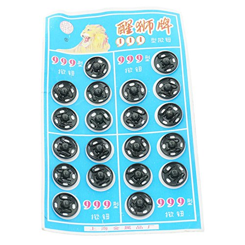 YOYOSTORE 20 Black and 20 Silver Tone Metal Press Studs Buttons Card 14MM Snap Closing Fasteners Dress Coat Titch Twitch Sew On Doll Baby Buttons Pewter Craft Rapid Rivet Making Poppers Tool