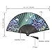 OMyTea® Hand Held Silk Folding Fan with Bamboo Frame - with a Fabric Sleeve for Protection for Gifts - 100% Handmade Oriental Chinese/Japanese Vintage Retro Style - for Women Ladys Girls (WZS-27)