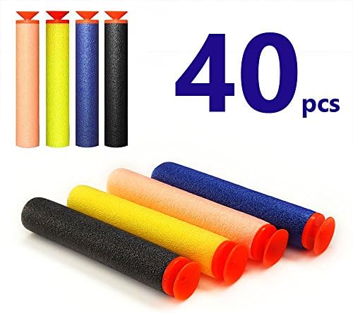 GFDay Standard Foam Suction Darts 7.2cm Bullet, Toy Gun Refill Pack - Blue, Yellow, Orange, Black (4 Color Set)(40 pcs)