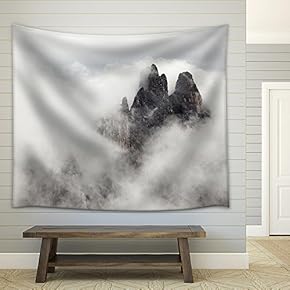 High Mountain Cliffs in The Dolomites - Fabric Wall Tapestry Home Decor - 51x60 inches