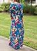 ZESICA Women's 3/4 Sleeve Floral Printed Tie Waist Long Maxi Dress With Pockets