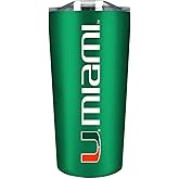 Campus Colors College Stainless Steel, Double Walled, Vacuum Insulated, Reusable Collegiate Tumbler with Slider-Top Lid for Travel, Sports, and Coffee, 18 oz (Miami Hurricanes - Green)