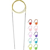 HARFINGTON Knitting Needles Size US 1.5(2.5mm) Circular Needle 31 Inch(80cm) Round Metal Stainless Steel Needle for Handmade Projects DIY Knitting