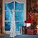 MACTING 5ft Pop up Christmas Tinsel Tree with Lights, Easy-Assembly Coastal Glittery Pencil Tree for Home Holiday Party Winter Xmas Decorations (Silver)
