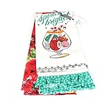 Hallmark Home Decorative Cotton Kitchen Tea Towels (Set of 2) Vintage 1950s Inspired Holiday Ornaments and Pattern