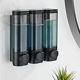 3 in 1 Shampoo and Conditioner Dispenser, 1200ML Capacity Shower Soap Dispenser Bathroom Set, 3 Chamber Shower Dispenser No Drill, Fashionable Wall Mounted Soap Dispenser for Bathroom & Hotel