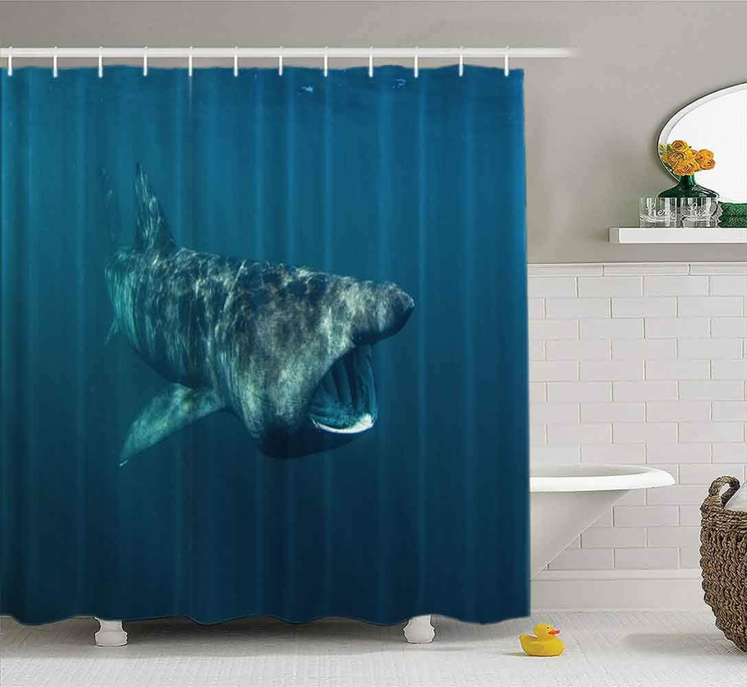 Musesh Shower Curtains,Wide Shower Curtains,78X72 Inch Shower Curtain with Hooks for Bathroom Scotland Shark, Cetorhinus Maximus, Coll Island,
