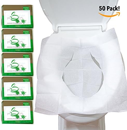 5-Pack Disposable Toilet Seat Covers (50 Total) | Travel Size Fits in Purse or Wallet | Resealable Package | By…