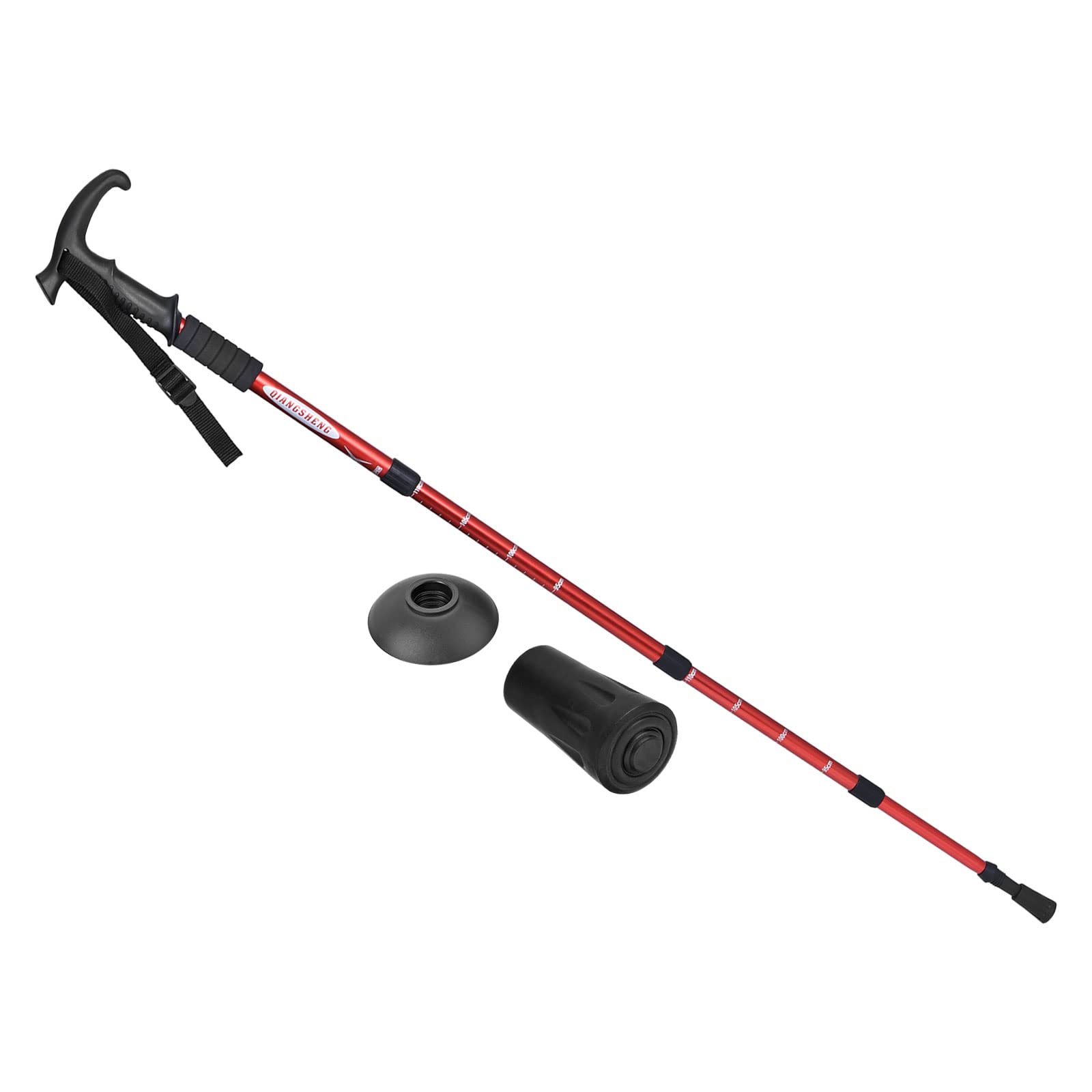 PATIKIL Trekking Poles, Collapsible Telescopic Hiking Pole 21-43 Inch T Handle with Mud Basket Aluminum Alloy for Outdoor Hiking Walking Camping, Red