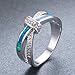 Bamos Jewelry Blue Opal Best Friend Valentine's Day Gift White Gold X Cross Womens Ring Size 6