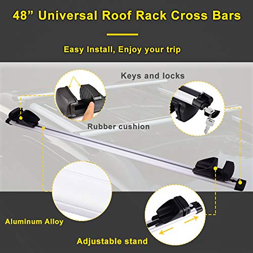 LED Kingdomus Universal Cross Bars Roof Rack, Adjustable Crossbars for