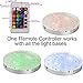 8inch Base Lights - Remote Multicolor RGB LED Stand Rechargeable Battery + AA Battery Operated 1.4inch Tall Round Silvery Plate for Wedding Party Events Home Floral Vases Glass Crystal Decor Lighting