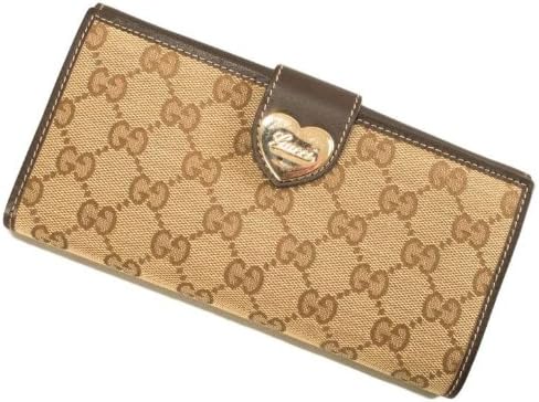 Amazon グッチ Gucci 二つ折り長財布 ウォレット Wホック Gg柄 キャンバス レザー ハートメタル 3550 Ffpag 9643 並行輸入品 Gucci グッチ 財布