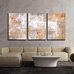 3 Piece Canvas Wall Art - Grey and Brown Abstract Art Painting - Modern Home Art Stretched and Framed Ready to Hang - 16"x24"x3 Panels