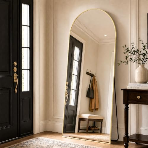 EOGOW 76" x 34" Arched Full Body Mirror,Standing or Leaning Tempered Glass Shatterproof Full Length Mirror with Stand for Bedroom Living Room Entryway,Gold at Amazon