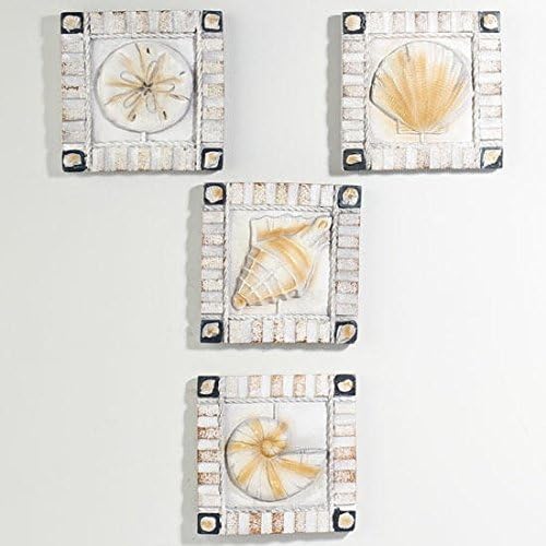 Group of 6 Assorted Style Hand Painted Shell and Tile Magnets for Displaying, Decorating and Gifting