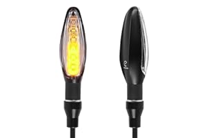 evermotor 2Pcs 12V Led Motorcycle Turn Signals：Yellow Tail Sequential Lights Running Aluminium Alloy Front ebike Indicators with E-mark for Honda,Ktm,Kawasaki,Suzuki