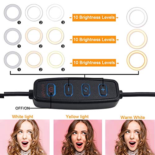 Polarpra Desktop Selfie Ring Light with Tripod and 3 in 1 Phone Holders, Portable 10\