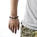 Beads Bracelet with 8mm Black Matte Agate & Cat Eye Handmade Natural Stone by Long Way