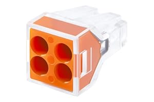 GKEEMARS 50 Pcs Push in Connectors Terminal Block 4 Conductor for Junction Box (4 Conductor)