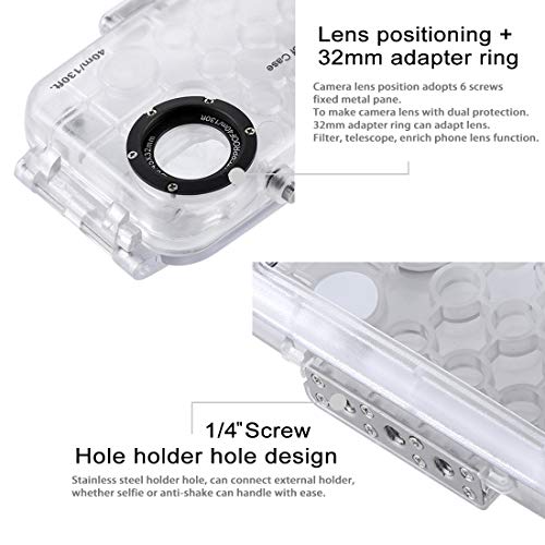 iPhone X/XS 40m/130ft Waterproof Diving Housing Photo Video Taking Underwater Cover Case (Transparent) - Thumbnail 3