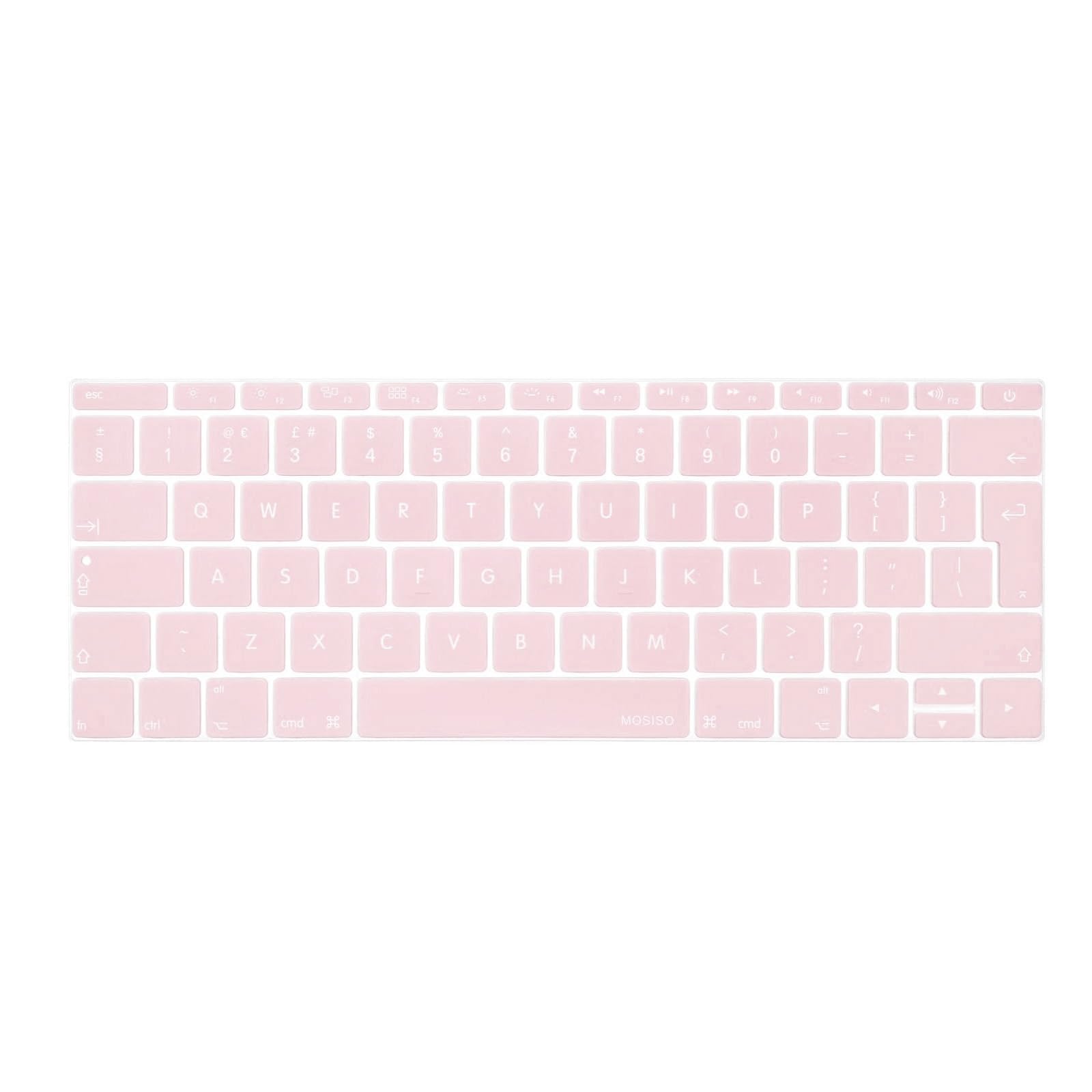 MOSISO Keyboard Cover Protective Skin Compatible with MacBook Pro 13 inch 2017 2016 Release A1708 without Touch Bar & Compatible with MacBook 12 inch A1534 (EU Layout), Rose Quartz