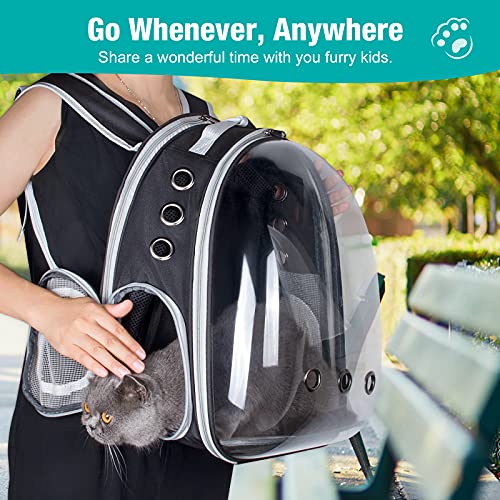 Expandable Cat Backpack, Siivton Space Capsule Transparent Pet Carrier