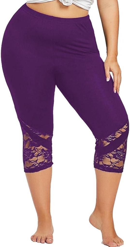 Fashion Women Lace Plus Size Solid Skinny Pants Yoga Sport Leggings Trousers