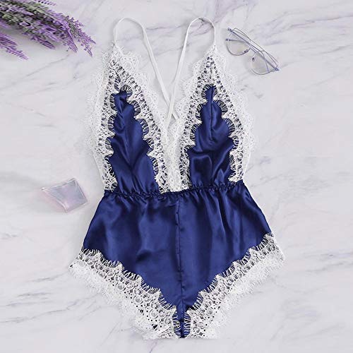 Valentine's Best Gifts for Sex!!! Hennta Fashion Sissy Women Plus Size Sexy Lingerie Girl V-Neck Lace Splice Bodysuit Sleepwear - Thumbnail 3