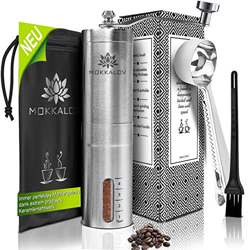 LÖWENKÖNIG® MOKKALOV Edition - Kaffeemühle manuell mit Keramik-Kegelmahlwerk I Kaffeemühle Hand - Handmühle aus…
