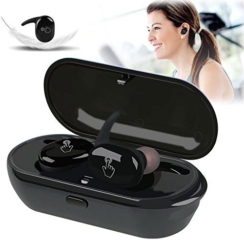 Purpplex Bluetooth Earbuds Mini True Bass Wireless Earphones In-Ear Twins Stereo Headsets - Black