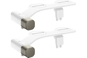 POCALAND 2PCS Ultra-Slim Bidet Attachment, Posterior&Feminine Wash-(Retractable Dual Nozzles), Bidet Attachment for Toilet Seat, Adjustable Fresh Cold Water Pressure, Stainless Steel Inlet (Field gray)