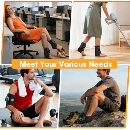 2Pcs Heated Foot Massager, Rechargeable Heated Ankle Brace with Vibration | Ankle Heating Pad with 6 Heat 3 Vibration Modes Timer