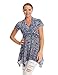 MBJ WT1312 Womens Print Short Sleeve Empire Line Side Panel Tunic XXL CORAL_NAVY