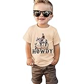 SOFEON Toddler Baby Boy Howdy Shirt Rodeo Western Graphic Letter Short Sleeve T-Shirt Kids Funny Cowboy Summer Tee Tops