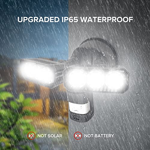 SANSI 38W 5000LM Luces de Movimiento para Exterior con Sensor, Luz de Inundación al Aire Libre con Detector Ajustable de 4 Modos, Equivalente a 500W 5000K de Atardecer a Amanecer, Resistente al Agua