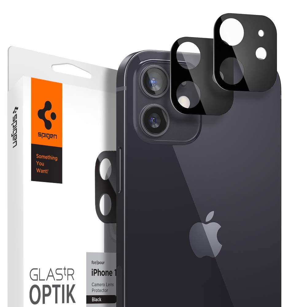 Spigen Glas.tR Optik Tempered Glass Camera Lens Protector for iPhone 12 - Black 2 Pack