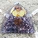 ORGONE Pyramid Amethyst The Flower Life Symbol,ORGONITE Energy Generator Crystal Quartz Point & Exquisite Gemstones & Reiki Energy