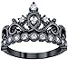 Guliette Verona Sterling Silver Princess Crown Ring (Black Rhodium Plated) (9)