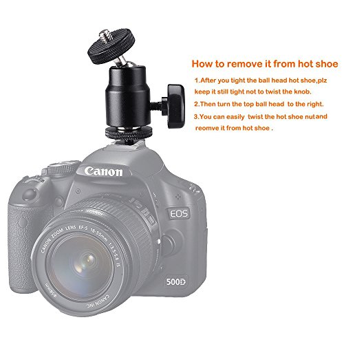 FOTYRIG Hot Shoe Mount Adapter 1/4" Mini Ball Head Ring Light Adapter
