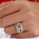 925 Sterling Silver Shiny Full Diamond Gemstone Ring 18K Gold Cross Cubic Zirconia Promise Rings CZ Multi Row Diamond Cocktail Rings Eternity Engagement Wedding Band Ring for Women A.15 (US Code 11)