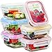 Glass Food Storage Containers with Lids - 6 Pack, 2 Sizes (35 Oz, 12 Oz) - Meal Prep Lunch Boxes - Microwave, Fridge, Freezer, Dishwasher, Oven Safe - BPA-free - Easy Snap, Airtight and Leakproof Lid